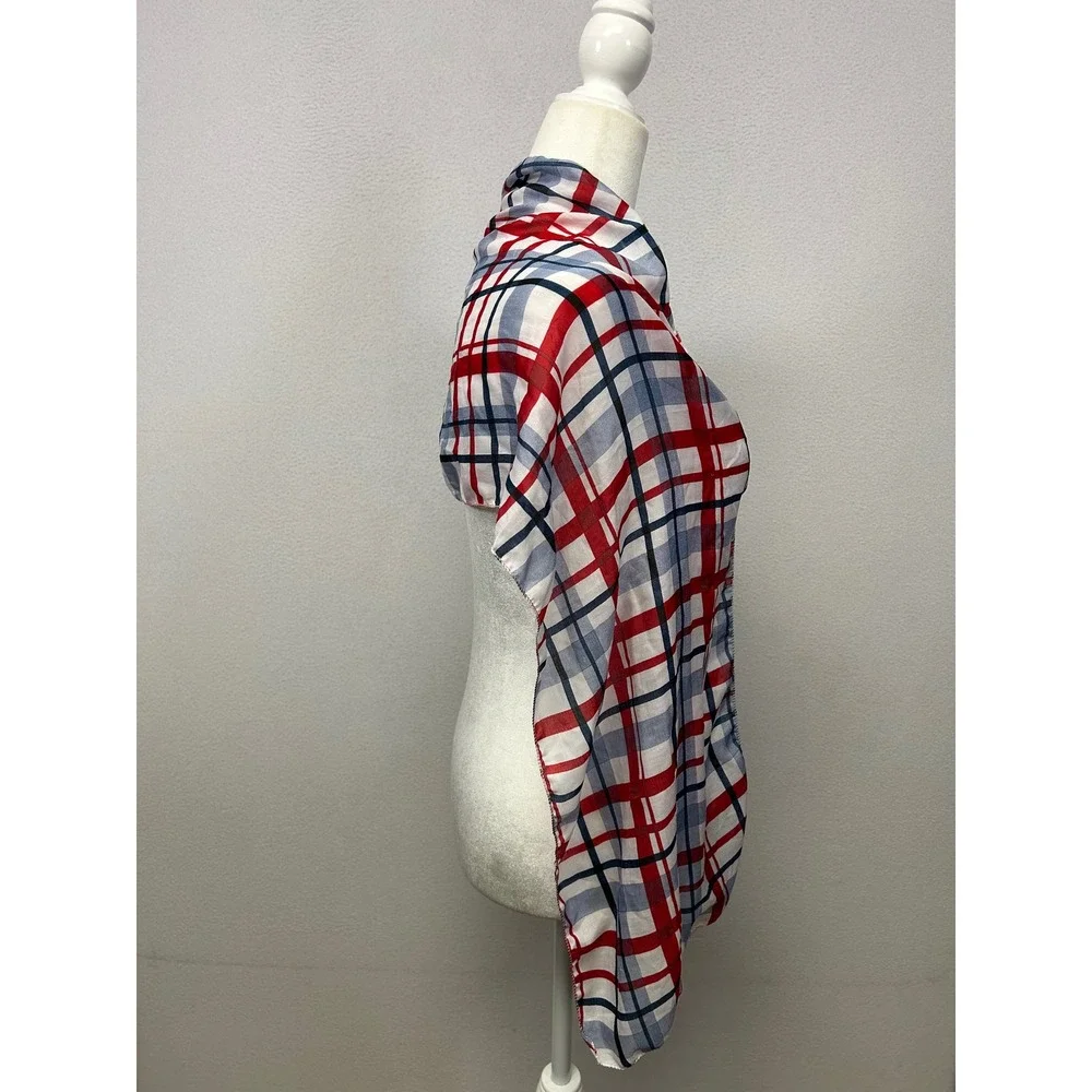 Preppy Americana Greenbrier International Womens OS Red Blue White Plaid Scarf